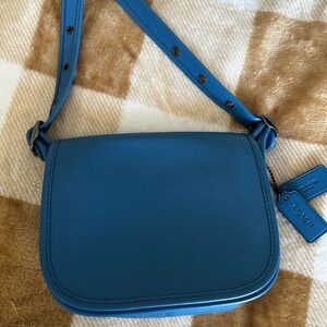 Coach Saddle Crossbody Bag Lapis Blue Glovetanned Leather
